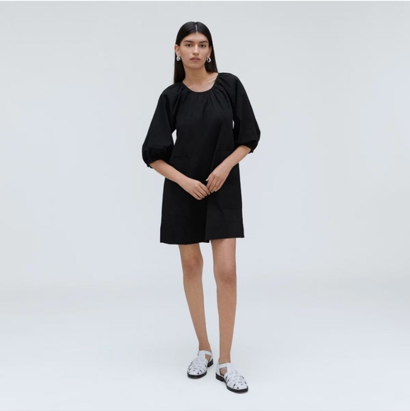 Everlane Dresses & Skirts - NWT Everlane Seersucker Puff Sleeve Mini Dress Black Size Medium